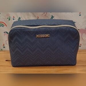 NWOT Missoni & Delta Blue Mesh ZigZag Travel Cosmetic Beauty Makeup Zip Case Bag
